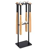 Soulchen 1 Set Baseball Bat Holder Rack 8 Bats 5 Balls, Baseball Bat Display Storage Organizer Floor Standing Softball Sport Equipment Hanger Organizer Stand(Metal)