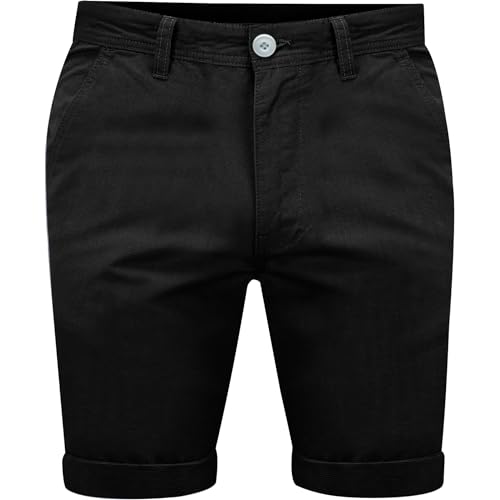 New Mens Chino Shorts Cotton Combat Half Pant Casual Summer Cargo Jeans Casual[Black ,32" Waist]