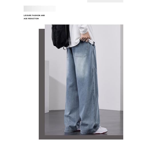 Men's Big Size Loose Fit Retro Jeans Summer New Straight Leg Casual Pants3