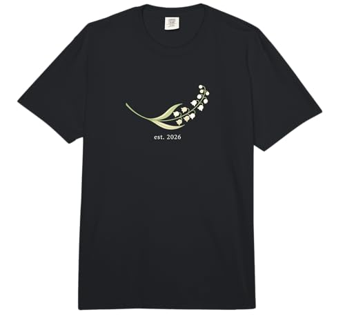 Mom Est 2026 New Mama Lily of the Valley Comfort Colors Adult Heavyweight T-Shirt