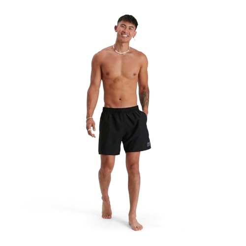 Speedo Men's 16" Watershort Swimming Trunks| Quick Dry | Comfortable Fit | Classic Style | Drawstring Waist Swimming Trunks S Prime Black