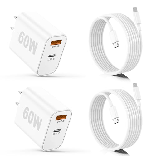 iPhone 17/16/15 Pro/Pro Max Charger, Dual Port USB-C Wall Charger with PD 40W & QC 20W Fast Charging, 10FT USB-C Cable for iPhone, iPad Pro, MacBook M1/M2/M3, Android (White, 6 FT)