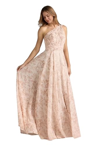 One Shoulder Bridesmaid Dresses for Women Chiffon A Line Pleated Long Formal Evening Gown