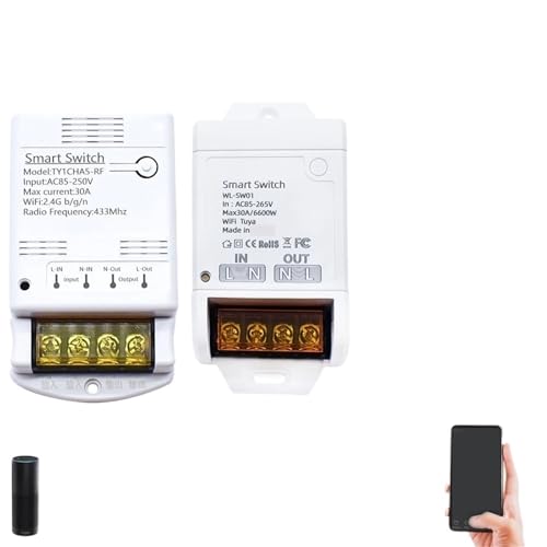 Interrupteur Intelligent Tuya WIFI 30A commandable à distance via Alexa pour chauffe-eau