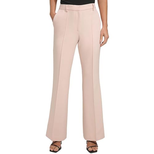 DKNY Womens Pintuck High Rise Bootcut Pants Pink 12