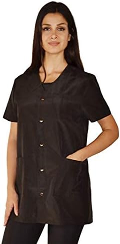 Ladybird Line 530 Women’s Pro Salon Stylish Jacket, V Neck, Snap Button Front, Pleated Back Detailing, Water, Hair, and Bleach Resistant, Ideal for Pet Groomers and Hair Stylists, Size 3XL