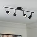 Pro Track 4-Light Heads LED Wall or Ceiling Track Light Fixture Kit 8.5 Watt GU10 Dimmable Directional Adjustable Black Modern Kitchen Bathroom Dining Room House Home Decor Hallway 29 3/4" Wide