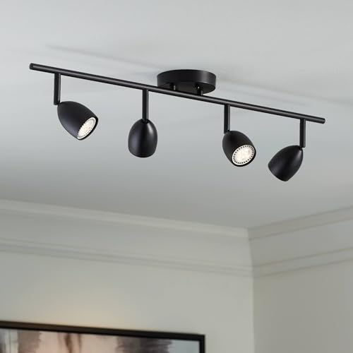 Pro Track 4-Light Heads LED Wall or Ceiling Track Light Fixture Kit 8.5 Watt GU10 Dimmable Directional Adjustable Black Modern Kitchen Bathroom Dining Room House Home Decor Hallway 29 3/4" Wide -  Lamps Plus, TK397A-4-BLACK