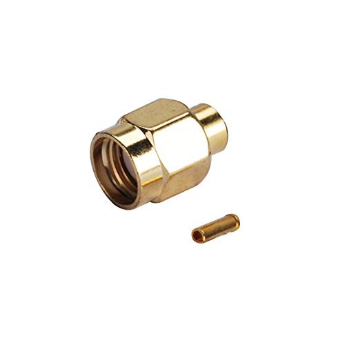 5pcs Rf Wire Coaxial Cable Terminal Copper Alloy Connector Rp-SMA Plug Straight Solder for Rg402 0.141 Ships from USA