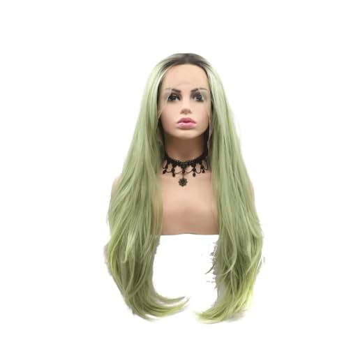 Perruque verte longue et lisse pour femmes perruque synthétique résistante à la chaleur cosplay