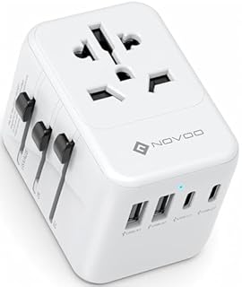 NOVOO Adaptateur de Voyage Universel Adaptateur Prise Universelle PD 21W avec 2 USB et 2 Type C Adaptateur Universel France vers USA UK Allemagne Australie Chine Japon