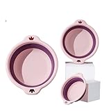 wrtgerht Das Reisewaschbecken ist for Kinder und Babys geeignet, Faltbare Waschbecken, dreiteiliger Anzug. Täglicher Bedarf for den Haushalt. Küchengeräte (Color : Pink)