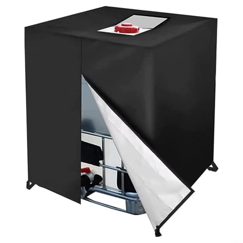 Entgoinggo Wassertankabdeckung, 600 l, 300 l, wasserdicht, staubdicht, Regenschutz mit Reißverschluss, für IBC 1000 l Container, Outdoor-Regenwassertankabdeckung (300 l, 81 x 61 x 100 cm)