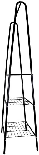 The Hanger Store Black Metal Coat Stand with 2 Tier Shoe Rack 160cm