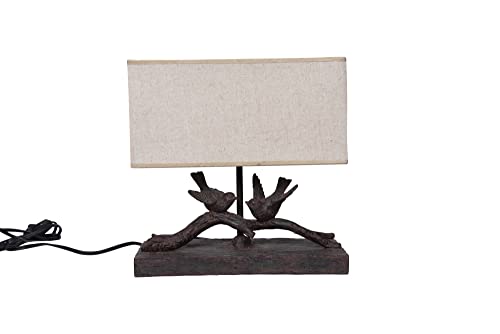Creative Co-Op DE7675 Rustic Bird Lamp with Rectangle Shade 12.5" Length by 12" Height