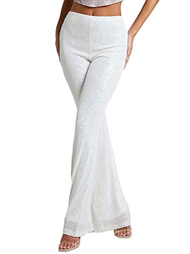 Sequin Pants for Women High Waist Bell Bottoms Wide Leg Palazzo Pants Night Club Sparkle Flared Trousers2