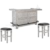 Home bar and bar stools with cushion in alpine gray 3 piece set  urban country home decor