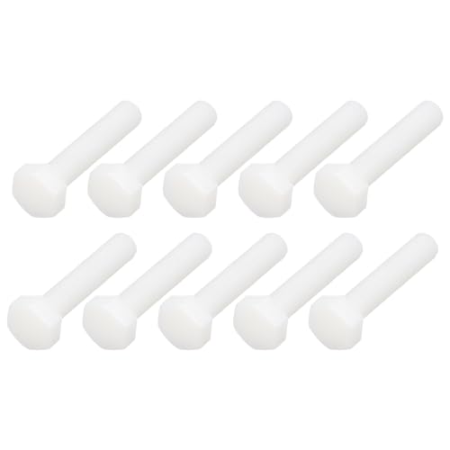 METALLIXITY Nylon Hex Bolts (M8-1.25x40mm) 30Pcs, Plastic Coarse Fully Threaded Metric Hex Head Cap Screw Bolt - for Various Industrial, White