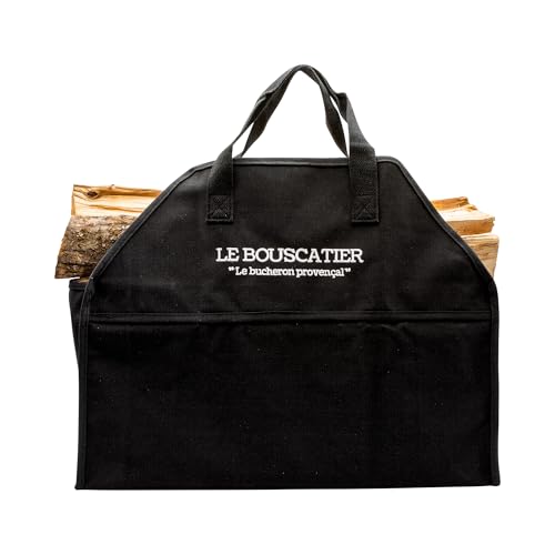 Sac de transport bois de chauffage robuste et résistant pour bûches - 60x46x26cm de 50L. Panier multi usage extra large, accessoire pour poêle, cheminée, brasero ou barbecue