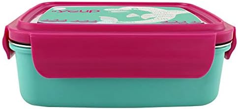 Youp Stainless Steel Turquiose Blue and Pink Color Kids Lunch Box YP8001-800 ml