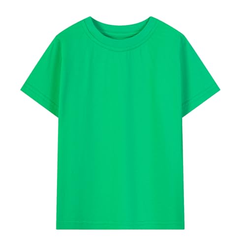 Image of HILEELANG Kids Boy Basic Plain Cotton T-Shirts Short Sleeve Crew Neck Summer Tees 4packs 6-12 Years