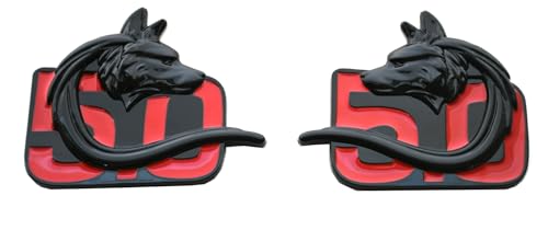 Emblemas 5.0 Coyote Growler negros y rojos en 3D para la puerta lateral del Mustang GT
