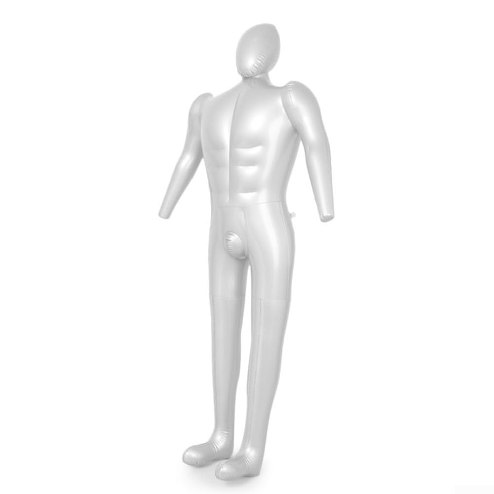 Manichino gonfiabile maschio a corpo intero, in PVC, argento, alla moda, 168 cm, per vetrina, negozio sartoriale, mostra di abbigliamento