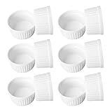VINILITE Soufflé Förmchen 12er Set Creme Brulee Schälchen Weiß Backofenfest Keramik Backen Auflaufförmchen Muffins Cupcakes Formen
