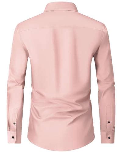 Image of Alimens & Gentle Men's Dress Shirts Long Sleeve Wrinkle Free Stretch Business Casual Wedding Button Down Shirt