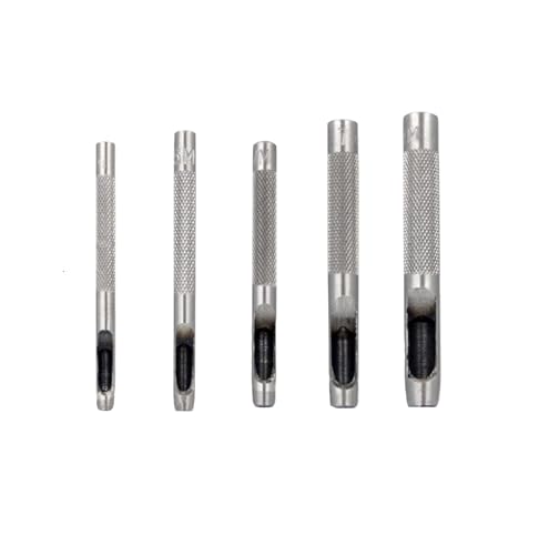 Set di 5 Fustelle in Acciaio per Cuoio, Lamiere, Stoffa, Plastica e Legno – Punzoni Rotondi di Alta Qualità per Foratura, Perfetti per Lavori Artigianali, Fai-da-Te e Professionali (grigio, 5)