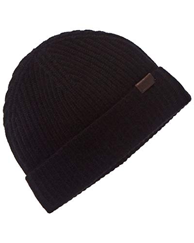 Hickey Freeman Mens Ribbed Cashmere Hat, Black