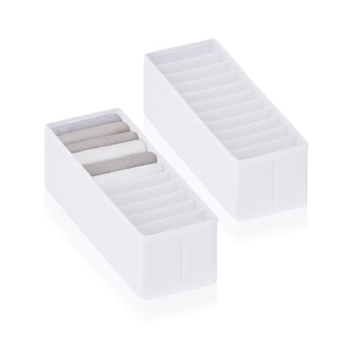 ROW&LINE® – Organizer – 11 scomparti alti per biancheria intima, reggiseni e vestiti – Sistema di organizzazione per fasciatoio – resistente e lavabile per armadio e cassetto – bianco – Taglia: 2x S