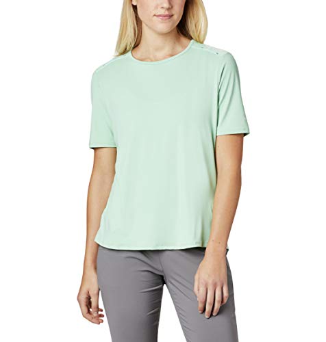 Columbia Women’s Chill River Short Sleeve Shirt, Moisture Wicking, Sun Protection,New Mint/Print,Large