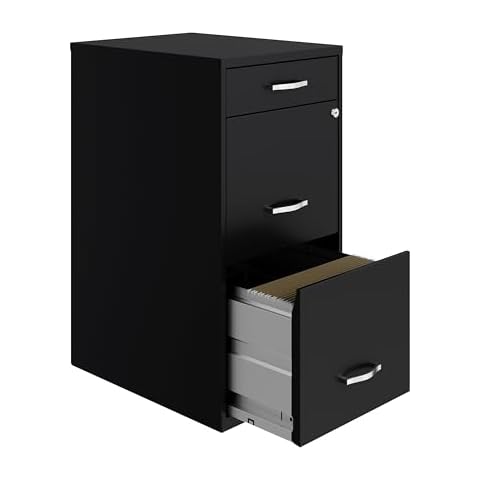 Hirsh Industries Space Solutions 18in Deep 3 Drawer Metal Organizer File Cabinet Black, Letter Size, Fully Assembled Cover