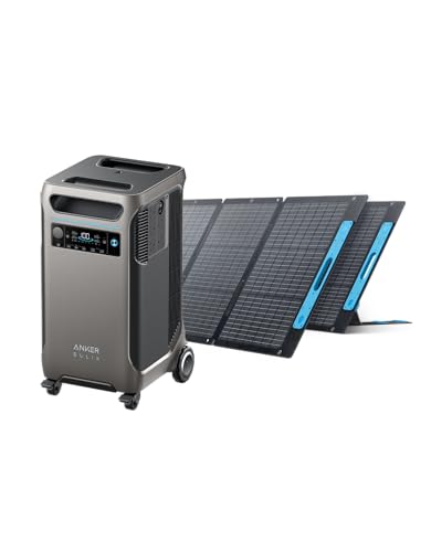 Anker SOLIX F3800 Portable Power Station with 2× 200W Solar Panels, 3840Wh LiFePO4 Battery, 120V/240V 6000W AC Output, Solar Generator for Home Use, RVs, Emergencies, Outages, and Outdoor Camping