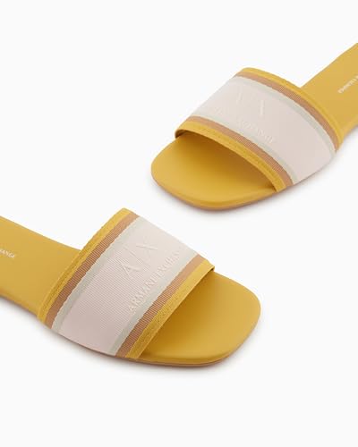 Image of Armani Exchange Women's Padded Slide on Sandal With Printed Corporate Logo on Top