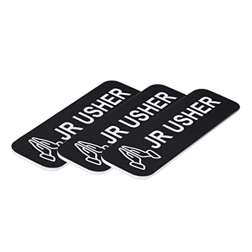 Jr Usher 1 x 3 Name Tag/Badge, Black, Praying Hands (3 Pack)