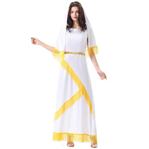 Robe romaine drapée et bandeau à paillettes au design soigné