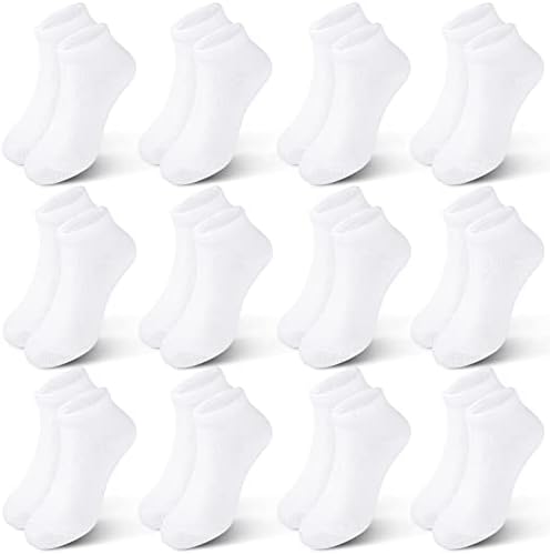 JOCMIC Kids Athletic Ankle Socks Boys Girls Half Cushion Low Cut Socks 12 Pcs