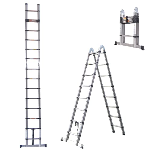 5m Telescopic Ladder - Multi-purpose Stainless Steel Portable Foldable Ladder Extension - Max Load 150kg /330LBS