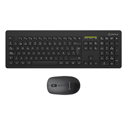 UNYKAch Kit Teclado y Ratón Inalámbricos MK212 Pro Slim 105 Tecla...