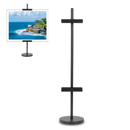 BigKing Supporto per Cornice per Foto in Piedi, Rimovibile E Regolabile, Altezza Staffa 80cm, Fondo Rotondo Φ18cm, Facile da Montare Espositore per Pavimento per Esporre Foto, Tele e Opere d'Arte
