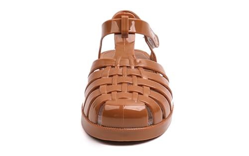 Image of GUGUYeah Jelly Sandals for Girls,Closed Toe Princess Costume Summer Dress Shoes Fisherman Gladiator Water Beach Flat Sandals for Toddler /Little Kid /Big Kid