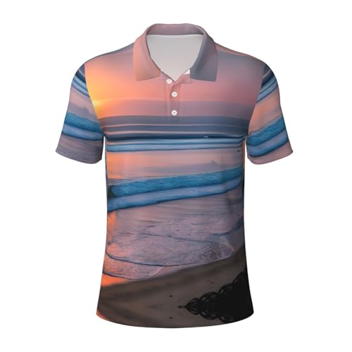 Polo respirant homme à manches courtes motif coucher de soleil décontracté