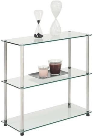 3-Shelf Moisture-Resistant Glass Bookcase, Clear
