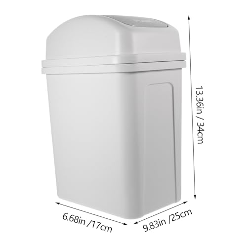 Caneca de basura blanca rectangular con tapa oscilante DECHOUS miniatura 2