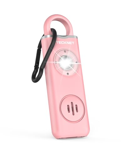 TECKNET Alarma Personal de Emergencia, 130dB con Luz Estroboscópica, Recargable, Llavero de Alarma de Seguridad para Ancianos/Mujeres/Niños/Alarmas de Seguridad de Autodefensa