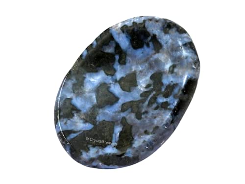 Image of Certified Indigo Gabbro Crystal Thumb Worry Pebbles Stones for Anxiety Stress Relief Massage - AAA Grade Original Healing Gemstone Agate Rubbing Stone for Yoga Meditation Spiritual Reiki Feng Shui