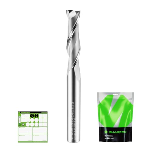 SHARPRO Spiral Upcut Router Bit 1/4 Inch Shank 1/4 Inch Cutting Dia. 1 CL. Extra Long 2-1/2 OVL. Solid Carbide Up Cut 1/4 CNC Router Bits Ideal for Wood Inlay Plunge Plastic