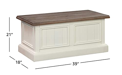 Amazon Brand - Stone & Beam FSC Certified Reclaimed Pine Storage Bench, White, 18" D x 39" W x 21" H
